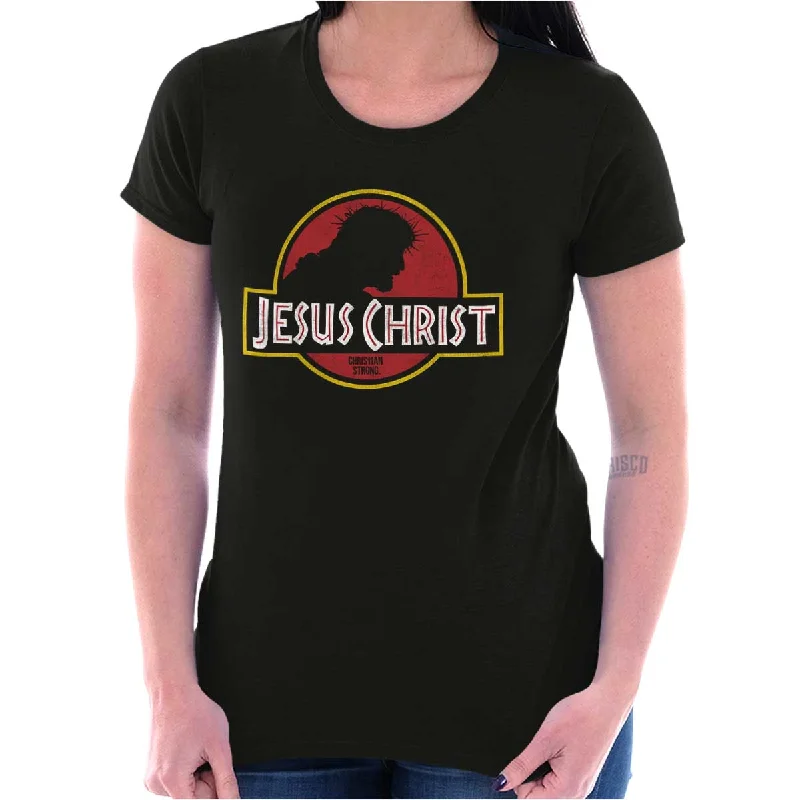 Jesus Jurassic Christ Ladies T Shirt