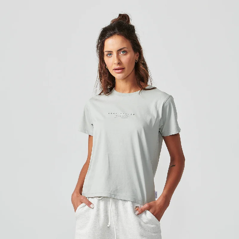 PRINTED CREW TEE Mineral Gray