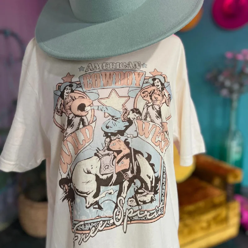 Online Exclusive | American Cowboy Wild West Graphic Tee in Cream