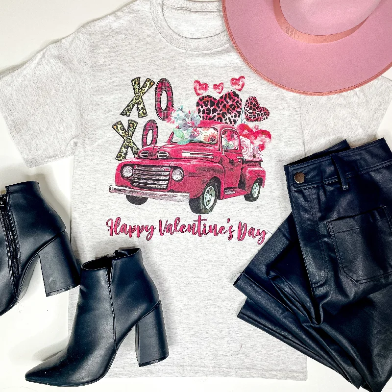 XOXO Love Truck Short Sleeve Graphic Tee in Heather Grey