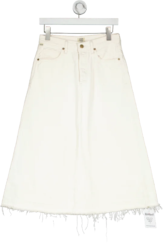 Citizens of Humanity Cream Raw Hem Denim Skirt UK S