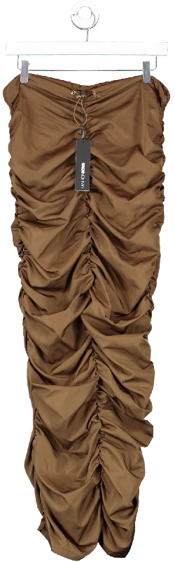 Fashion Nova Brown Rumour Mill Maxi Skirt UK 4