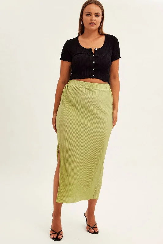 Green Midi Skirt Midi Split