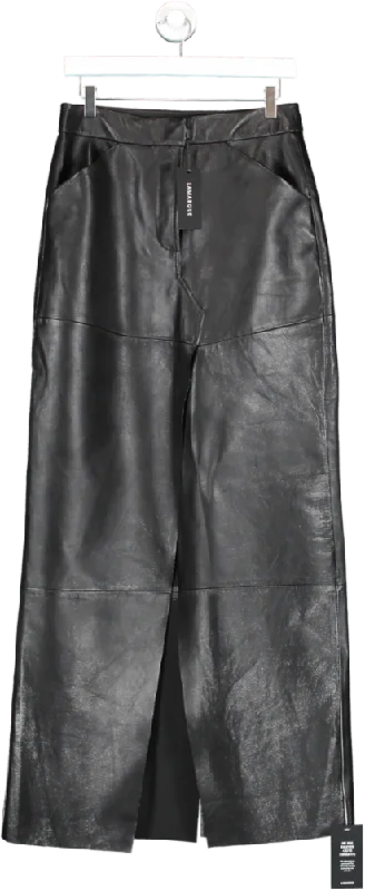 Lamarque Black Mariette Leather Maxi Skirt UK S