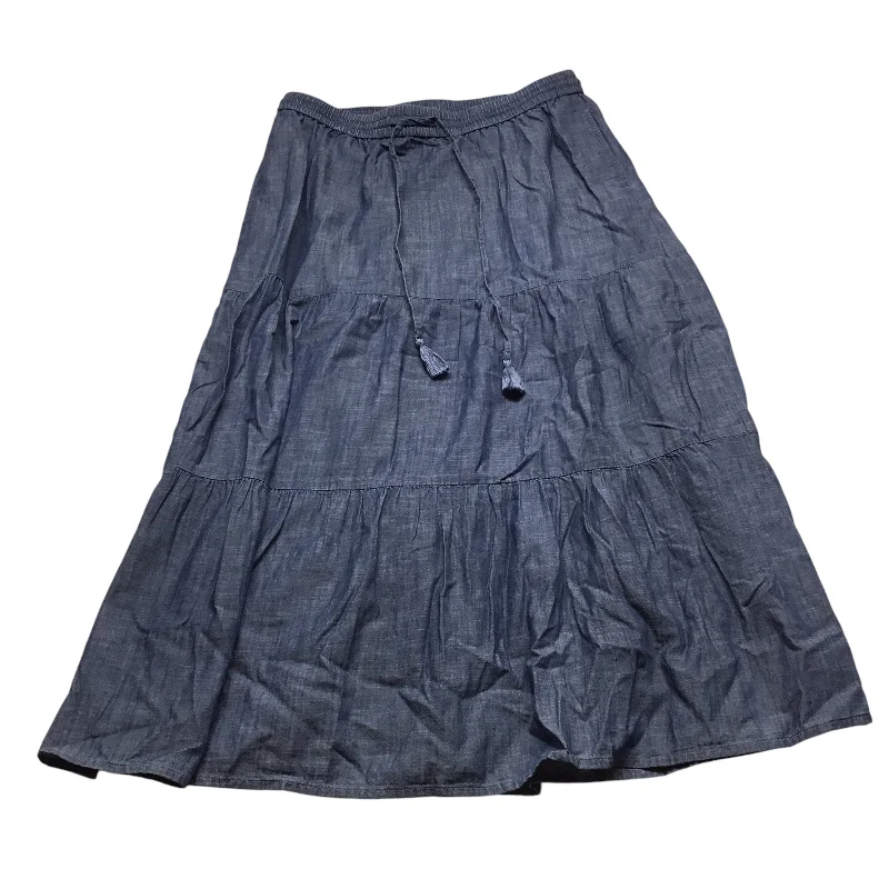 Skirt Midi By Talbots In Blue Denim, Size: Mp