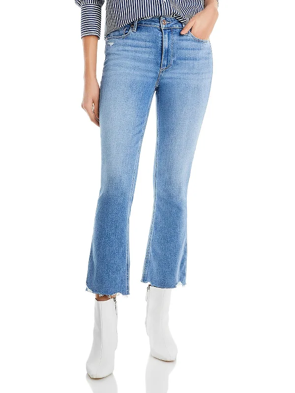 Colette Womens Destroyed Denim Flared Jeans