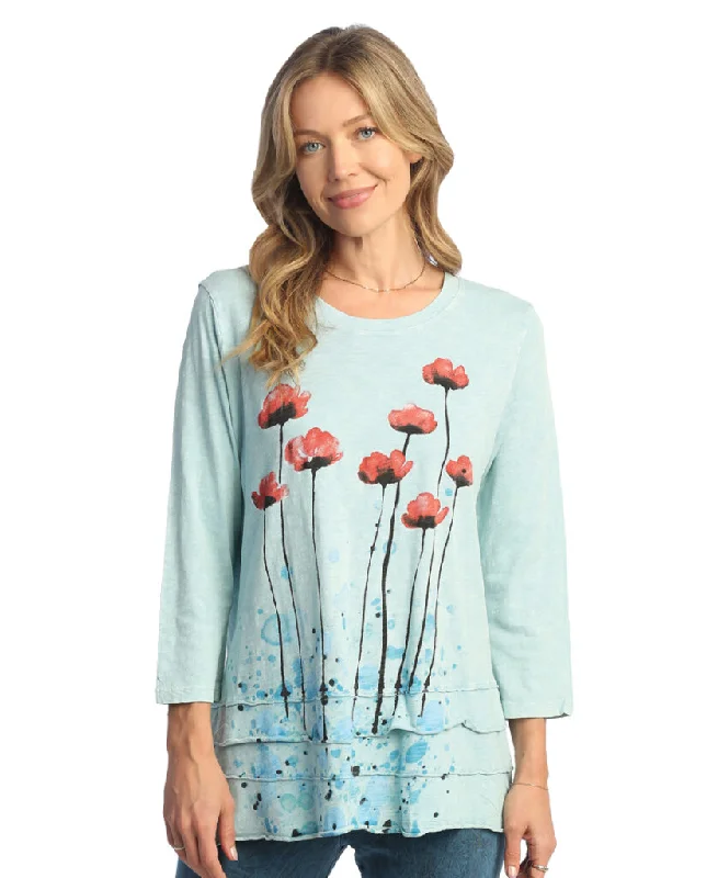 Jess & Jane "Confetti" Floral Print Layered Tunic Top - M66-1929