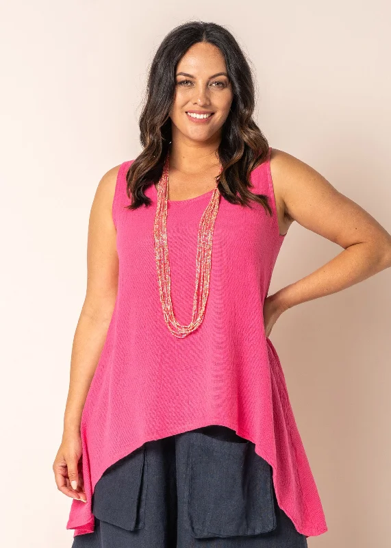 Esther Linen Top in Raspberry Sorbet