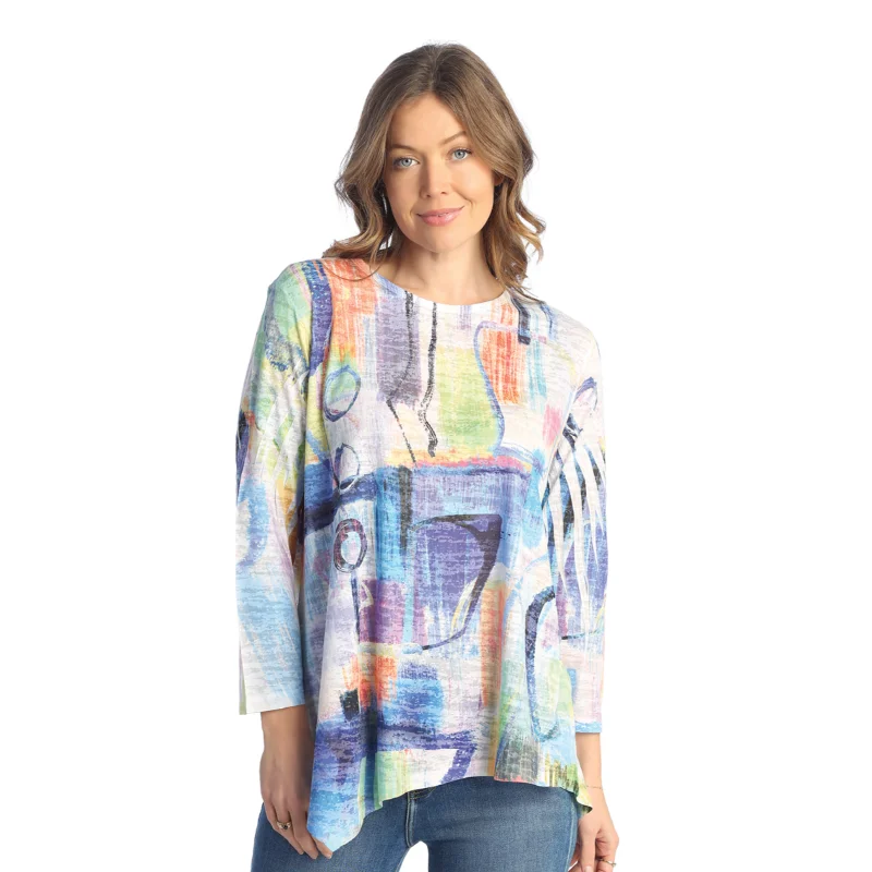 Jess & Jane "Bristol" Jersey Burnout Asymmetric Tunic Top - JB3-1807