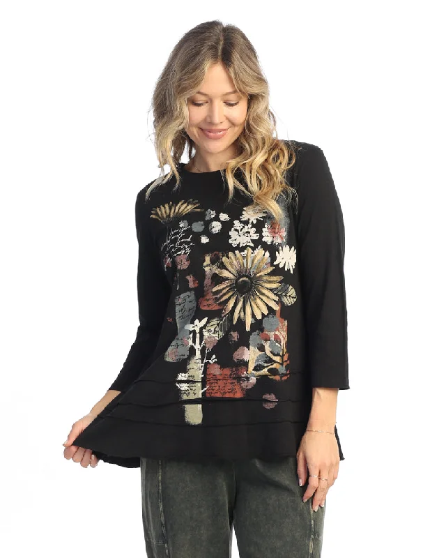 Jess & Jane "Golden" Floral Print Layered Tunic Top - M66-2042