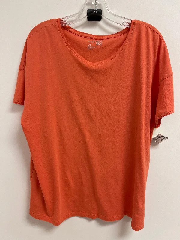 Top Short Sleeve By Terra & Sky In Orange, Size: Xl