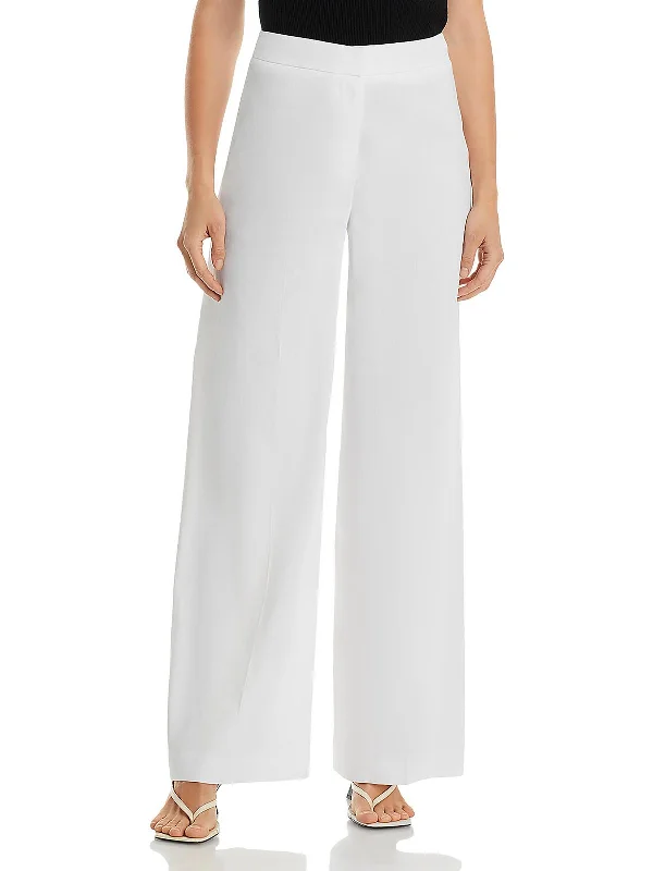 Maureen Womens Linen Blend High Waist Wide Leg Pants