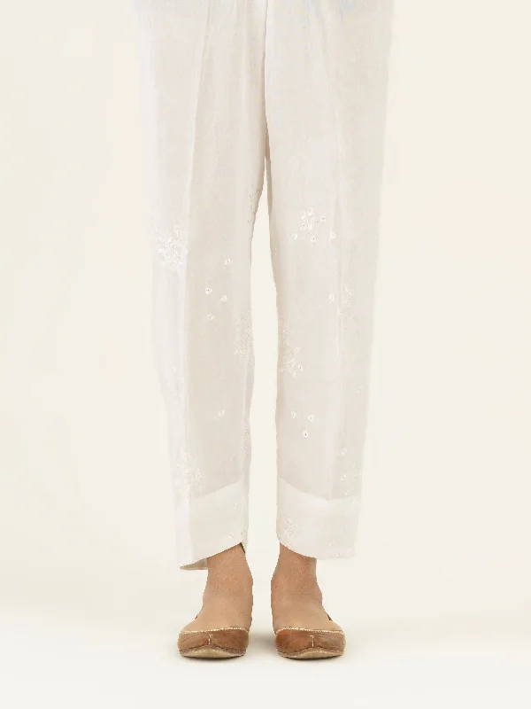 Embroidered Raw Silk Trouser(Pret)