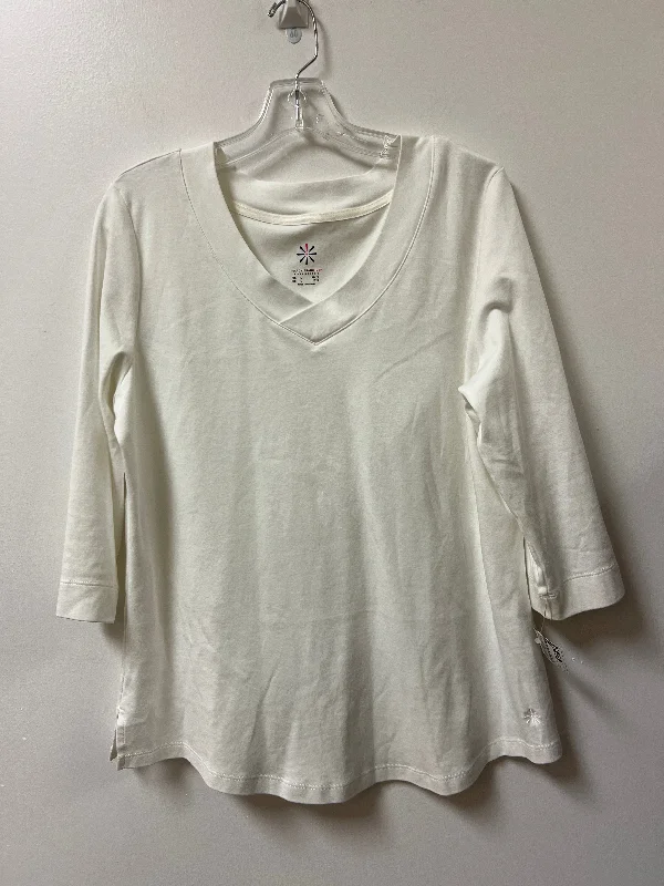 Top 3/4 Sleeve By Isaac Mizrahi Live Qvc In White, Size: L