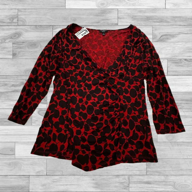 Top Long Sleeve By Talbots In Black & Red, Size: L