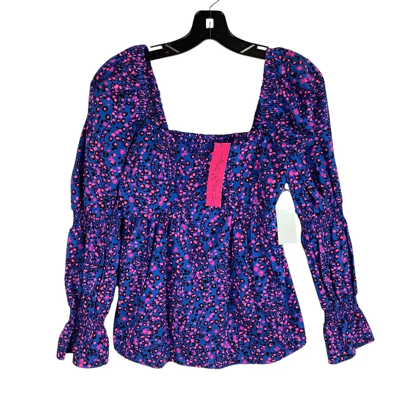 Top Long Sleeve Designer By Lilly Pulitzer In Blue & Pink, Size: 2