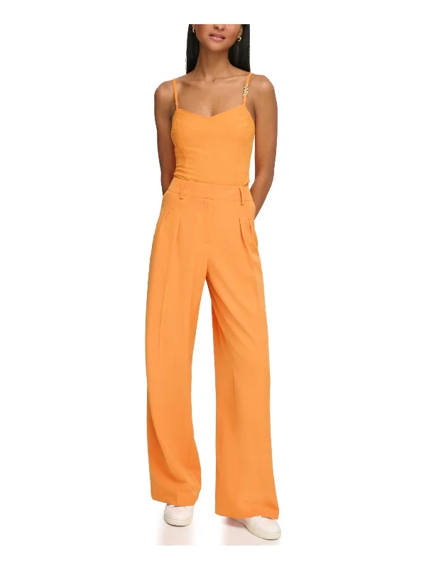 Womens Solid Crepe Suit Pants