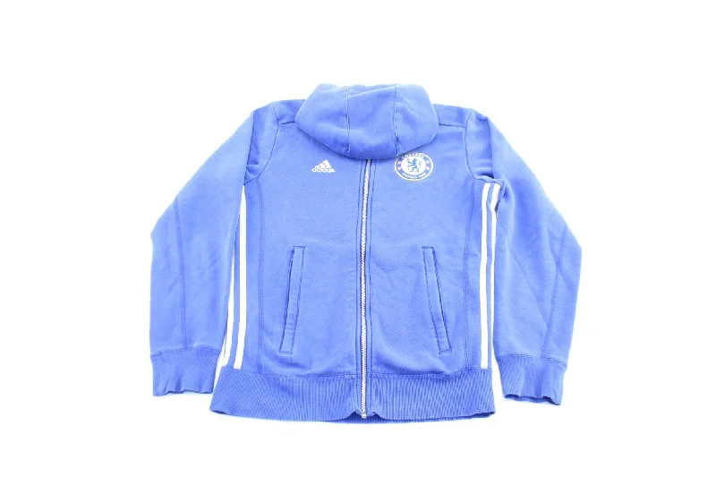 Adidas Embroidered Logo Chelsea Football Club Striped Zip Up Jacket