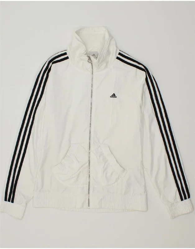 ADIDAS Womens Bomber Jacket UK 12 Medium White Polyester