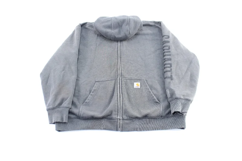 Carhartt Logo Patch Grey Fleece Lined Zip Up Jacket