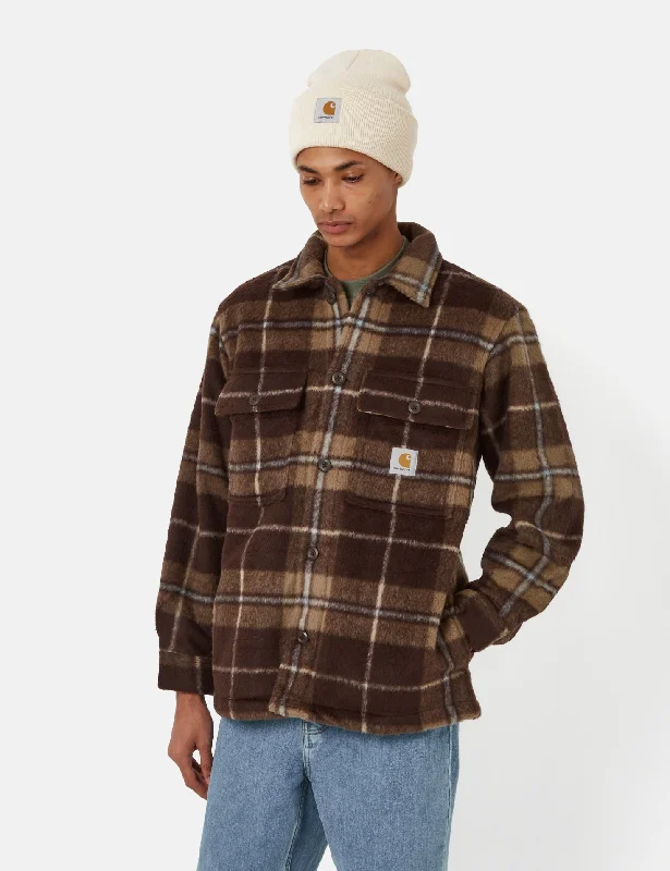 Carhartt-WIP Manning Check Overshirt - Dark Umber Brown/Leather