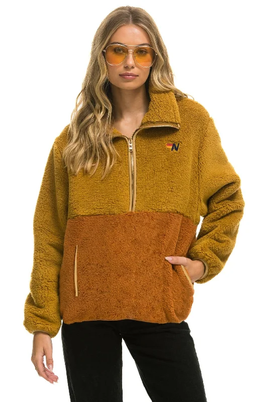 TEDDY UNISEX HALF ZIP COLOR BLOCK JACKET - HONEY