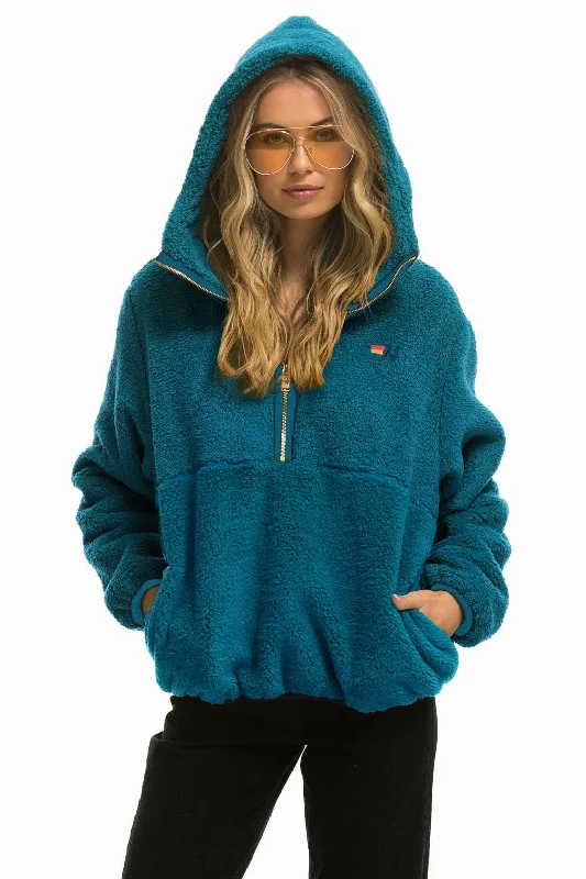 TEDDY UNISEX HOODED HALF ZIP JACKET - CAPRI