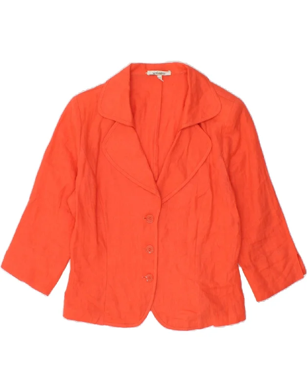 VINTAGE Womens 3 Button 3 Button Blazer Jacket UK 14 Medium  Orange Linen