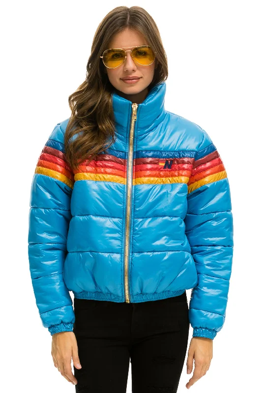 5 STRIPE LUXE APRES PUFFER JACKET - GLOSSY OCEAN