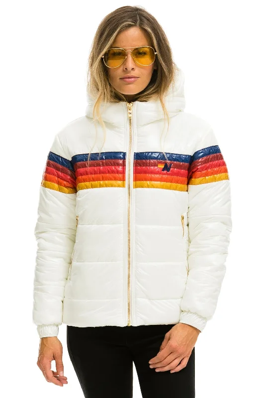 5 STRIPE LUXE TREKKER JACKET - GLOSSY WHITE