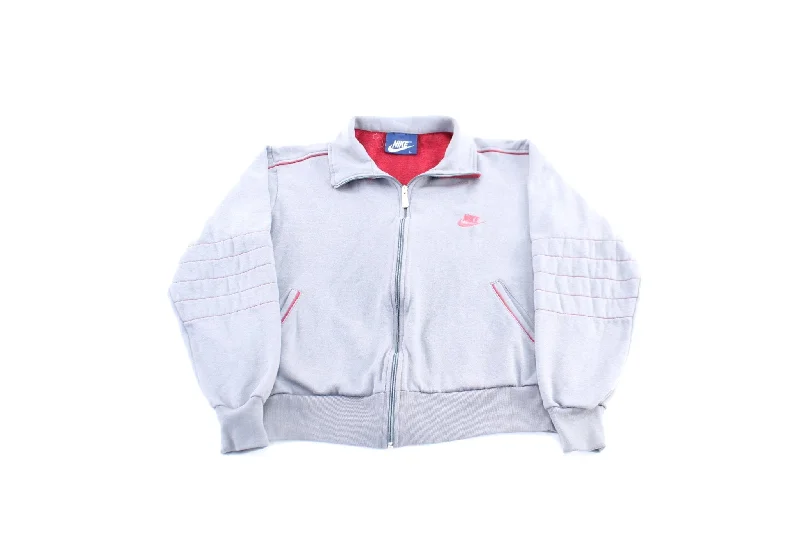 Women's 80's Nike Embroidered Logo Grey & Pink Zip Up Jacket