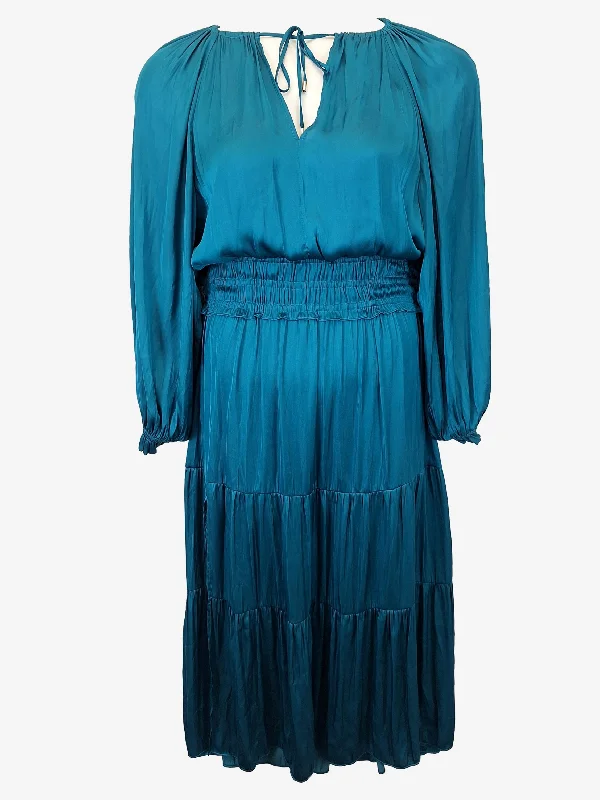 Basque Posh Satin Tie Neck Maxi Dress Size 14