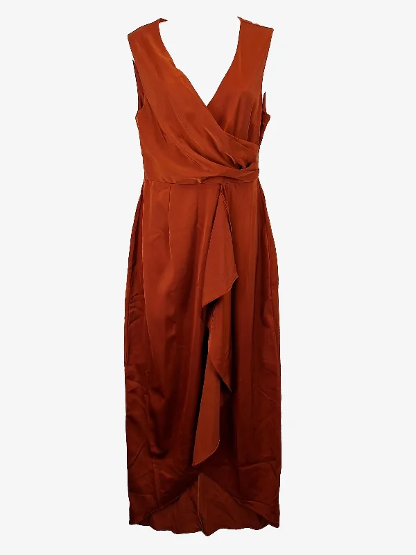 Chancery Rust Cailie Wrap Evening Maxi Dress Size 10