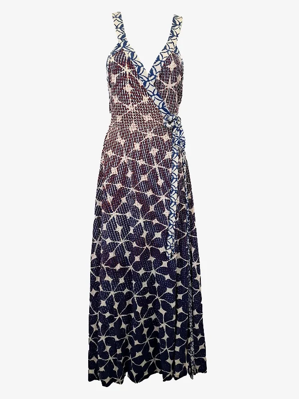 Diane Von Furstenberg Summer Silk Wrap Maxi Dress Size 10