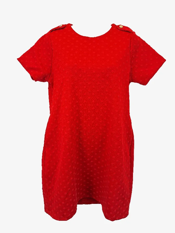 French Connection Ruby Red Spotted Shift Mini Dress Size 10