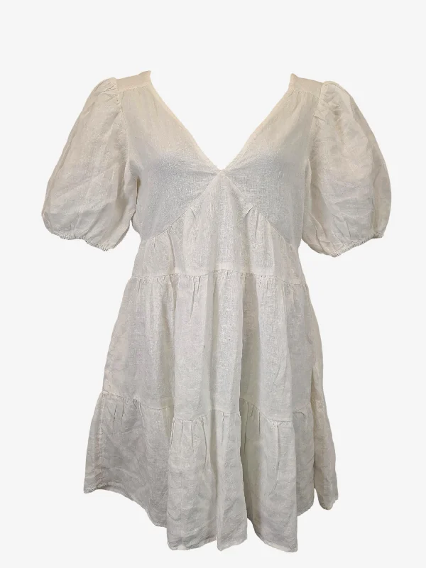 Seed Linen Tiered Summer Essential Mini Dress Size 12