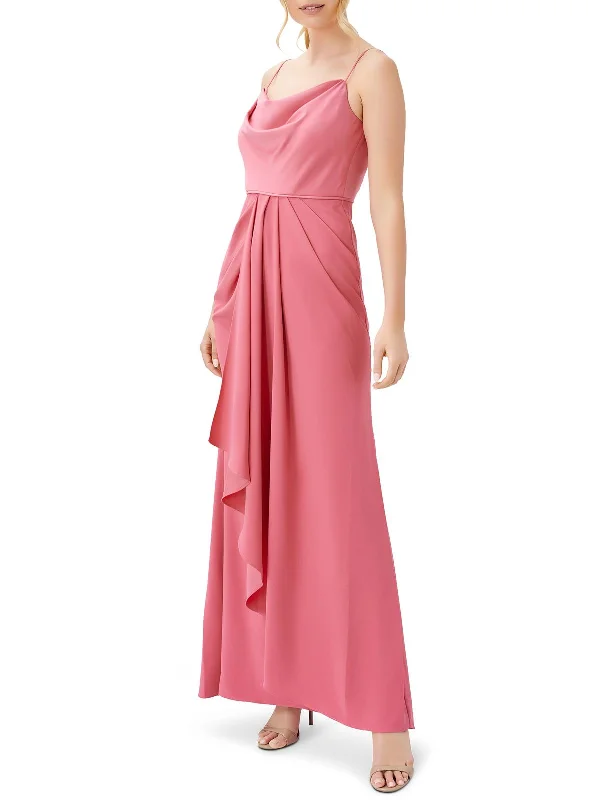 Womens Cowl Neck Maxi Evening Dress