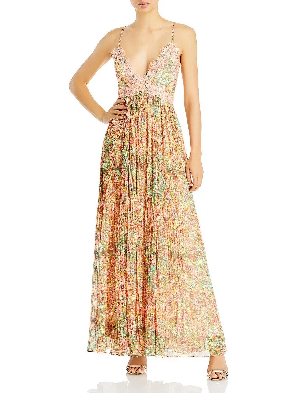 Womens Floral Print Maxi Fit & Flare Dress