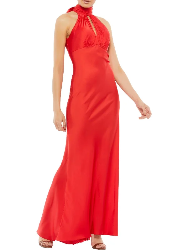 Womens Satin Maxi Sheath Dress