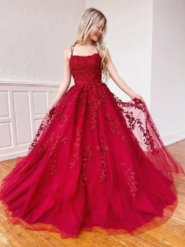 Best 2025 Long Burgundy Lace Prom Dresses Wine Red Evening Dresses