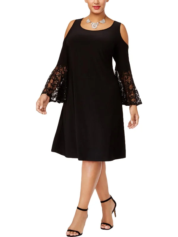 Plus Womens Cold Shoulder Lace Party Dress