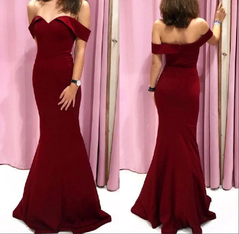 Sexy Burgundy Mermaid Prom Dresses Long Evening Gowns