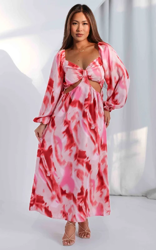 Shanade Maxi Dress - Pink Abstract Print