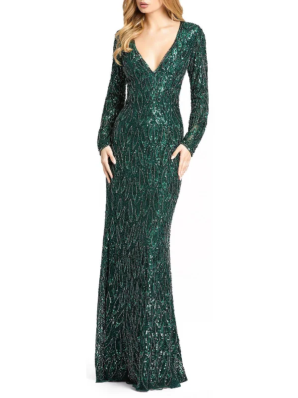 Womens Sequin Embellished Evening Dress