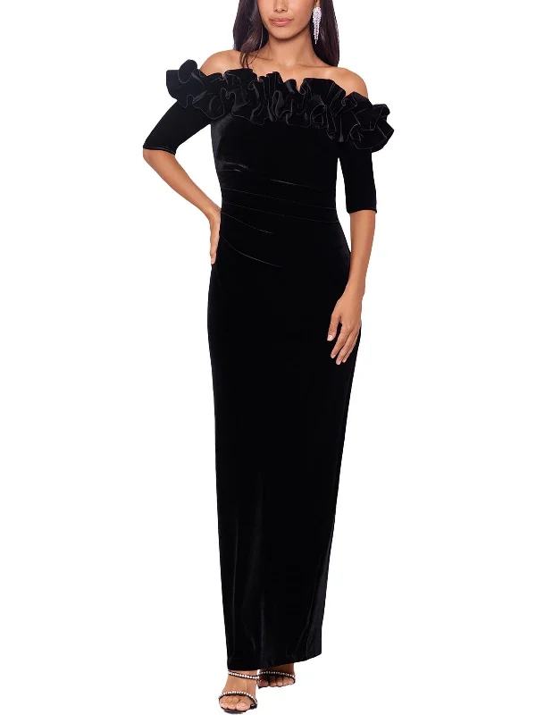 Womens Velvet Long Evening Dress