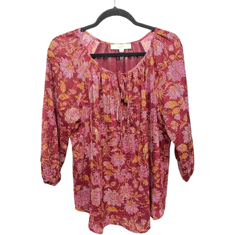 Blouse 3/4 Sleeve By Loft In Floral Print, Size: S