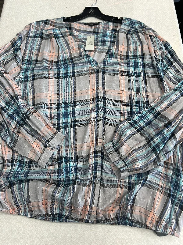 Blouse Long Sleeve By Lane Bryant In Plaid, Size: 3x