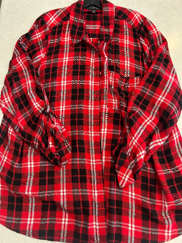 Blouse Long Sleeve By Lane Bryant In Red Black, Size: 3x