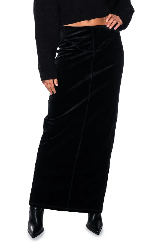 DO NO WRONG VELVET MAXI SKIRT