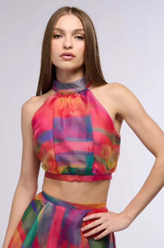 HOT TODDY PRINTED HALTER TOP AND MAXI SKIRT TWO PIECE SET